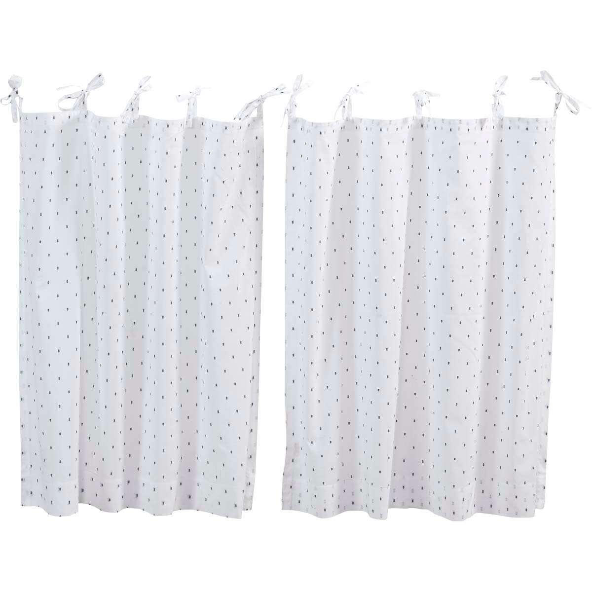 Vhc Brands Farmhouse Window Malyn White Tie Top Curtain Panel Pair