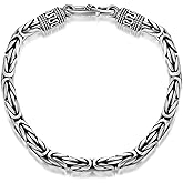 CEKAMA 925 Sterling Silver Bracelet for Men Matte Texture Exquisite Thick Bracelets Length 7-9 Inch, Width 5-7mm