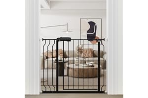 WAOWAO Baby Gate 33.86-38.58inch Extra Wide Pressure Mounted 34 35 36 37 38 Inches Walk Through Swing Auto Close Safety Black