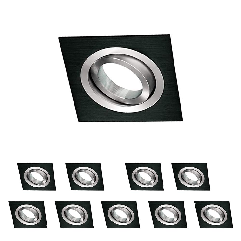 wonderlamp Square Recessed Spotlight, Aluminium, Black/White