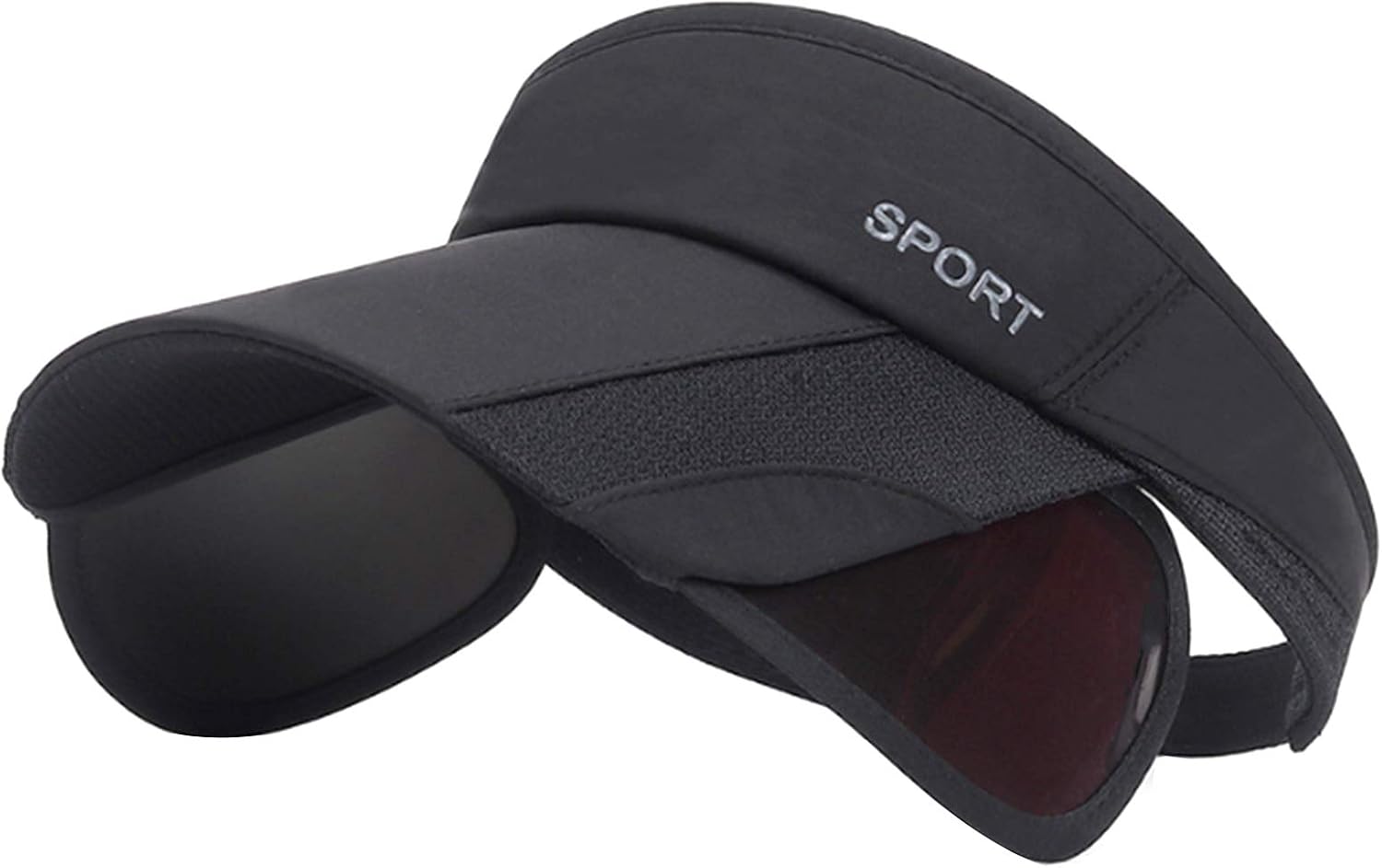 Summer Sun Visor Hat - Women Adjustable Golf Cap with Retractable Brim, UV Protection Beach/Tennis Sport Hat (Black): Clothing