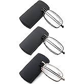 SOPHILY 3 Pack Folding Reading Glasses Women Men with Portable Small Case, Foldable Compact Reader Glass Spring Hinge