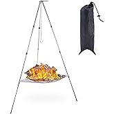 Portable Outdoor Fire Pit Camping Oven Tripod - New Upgraded Campfire Pit Collapsible Foldable Mesh Fire Pits Fireplace for Camping, Campfire, Patio, Backyard and Garden - Storage Bag Included