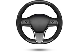 Shademax Custom Fit for Suede Steering Wheel Cover Tesla Model Y 2023-2020 / Model 3 2023-2017 Car Wheel Protector Tesla Accessories 2PCS (Black)