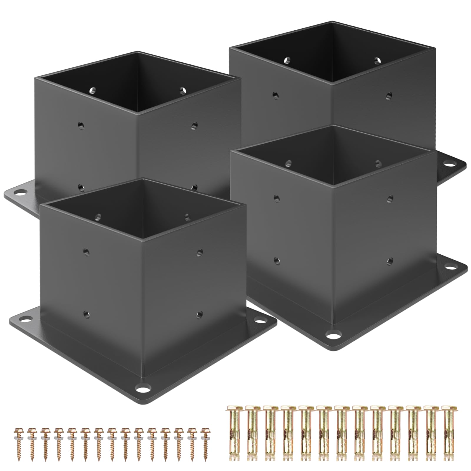 Kinchoix 4pc 6x6'' Pergola Post Base Heavy Duty Post Anchors Wood Post ...