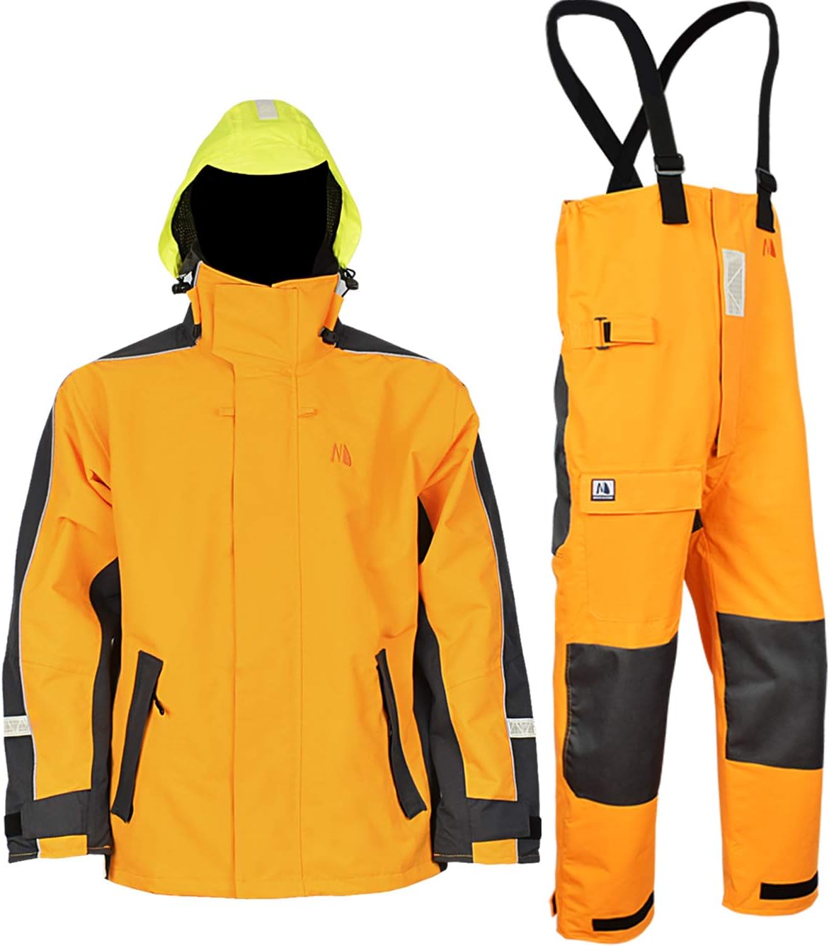 Navis Marine Sailing Jacket with Bib Pants for Men Waterproof Breathable Rain Suit Fishing Foul Weather Gear