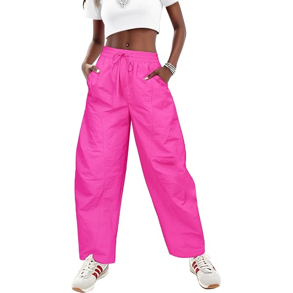 LOOKBOHO Women's Travel Pants 2026 Summer Cargo High Waist Wide