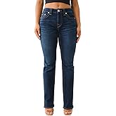 True Religion Women's Becca Mid Rise Bootcut Crystal Flap - Single Needle Stitching Peak Spot Jeans Pant