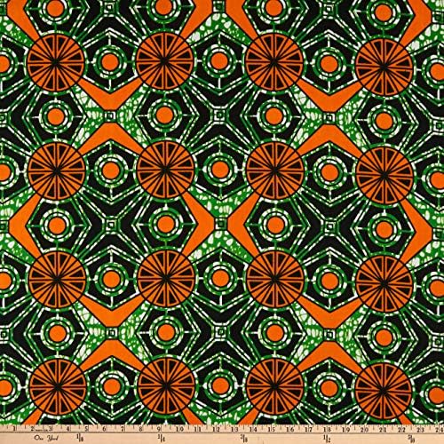 Shawn Pahwa African Print Duduzile Orange/Green Fabric by The Yard
