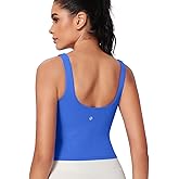 HeyNuts Zeal Bra Womens Scoop Neck Longline Sports Bras, U Back Workout Yoga Crop Tank Tops Padded A-D Cups *Updated Fit