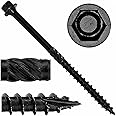#14 X 4 Heavy Duty Black Timber/Log/Landscaping Wood Screws - Exterior Coated Heavy Duty Screws (50 Count Screw Count - Heavy Duty Black Log Wood Screws)