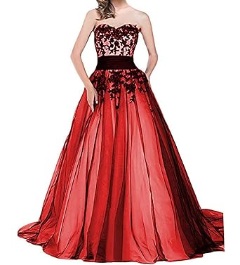 O D W A Linie Frauen Lange Vintage Hochzeitskleider Rot Schwarz Mittelalterliches Gotisch Brautmode Spezielle Anlasse Arbeitskleidung Bekleidung Spezielle Anlasse Arbeitskleidung