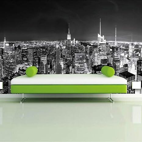 Amazon Co Jp Mzznz 壁紙壁画ナイトビューニューヨーク市黒と白の建物の壁紙モダンなリビングルームの壁画の壁紙 ホーム キッチン