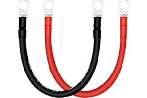 QIATOL 4 AWG Battery Cables with Terminals, 2PCS Copper Battery Cables with 3/8 ring terminals(Positive & Negative,1FT).