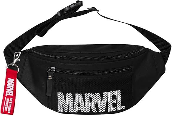 Amazon ウエストポーチ Marvel ボディバッグ レディース おしゃれ メンズ マーベル キッズ ウエストバッグ 黒 ワンショルダー 軽量 軽い 小さめ 赤 ロゴ テープ シューズ バッグ