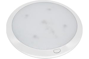 Dream lighting 12volt LED Panel Ceiling Dome Light Fixture with Switch for RV Motorhome & Marine-8.5 Inches, with Memory Function, Cool White & Blue