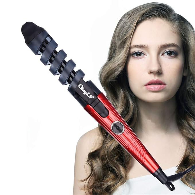 Ckeyin ®Elektrische Lockenstab Lockenwickler (Rot)