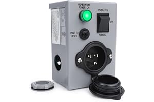 TIPHOPE 15 Amp Manual Generator Transfer Switch with Circuit Breaker,125V NEMA 5-15P Pre Wired Power Transfer Switch Weatherp