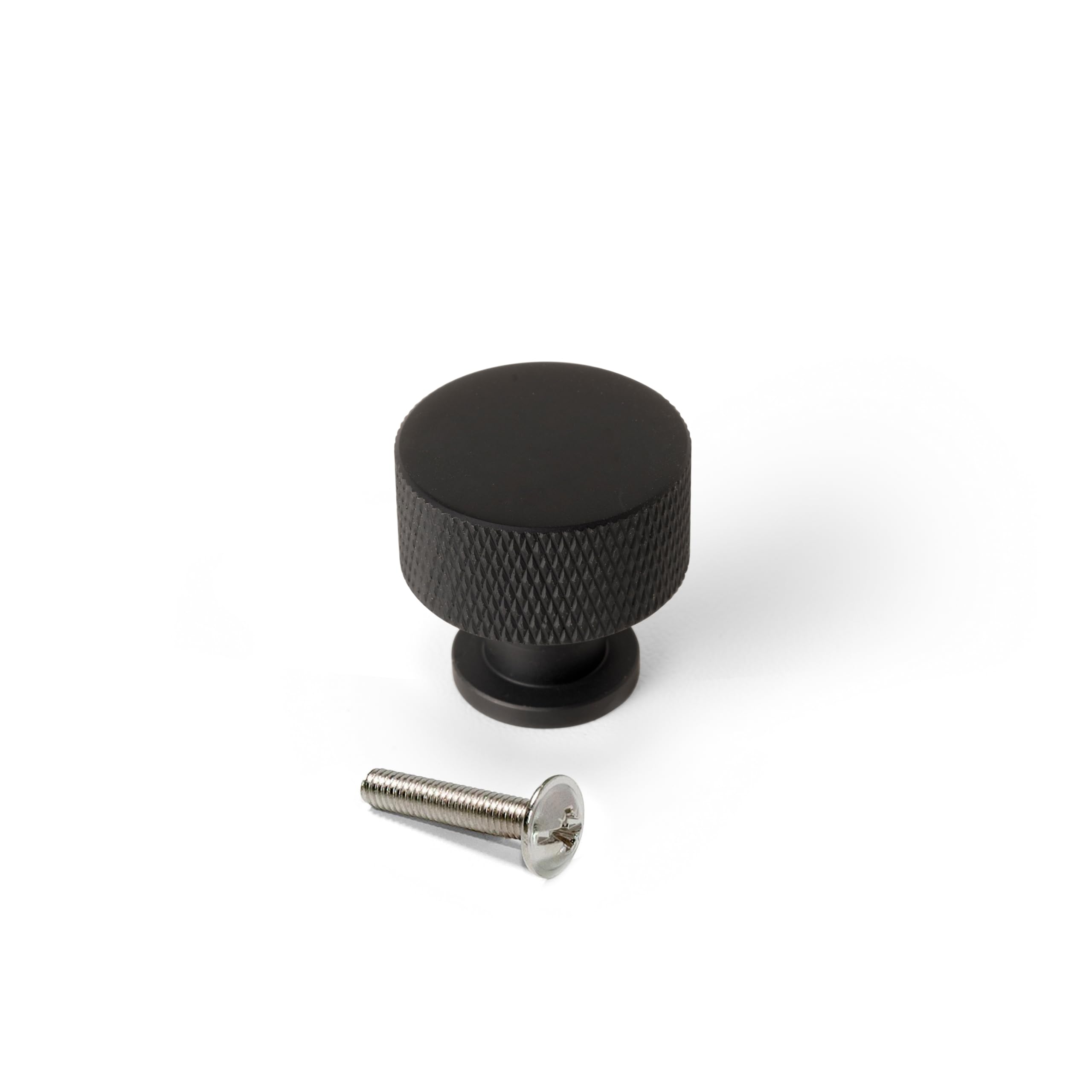 Emuca - Lot de 10 Furniture knobs, Diameter 30mm, Aluminium, Black Painted
