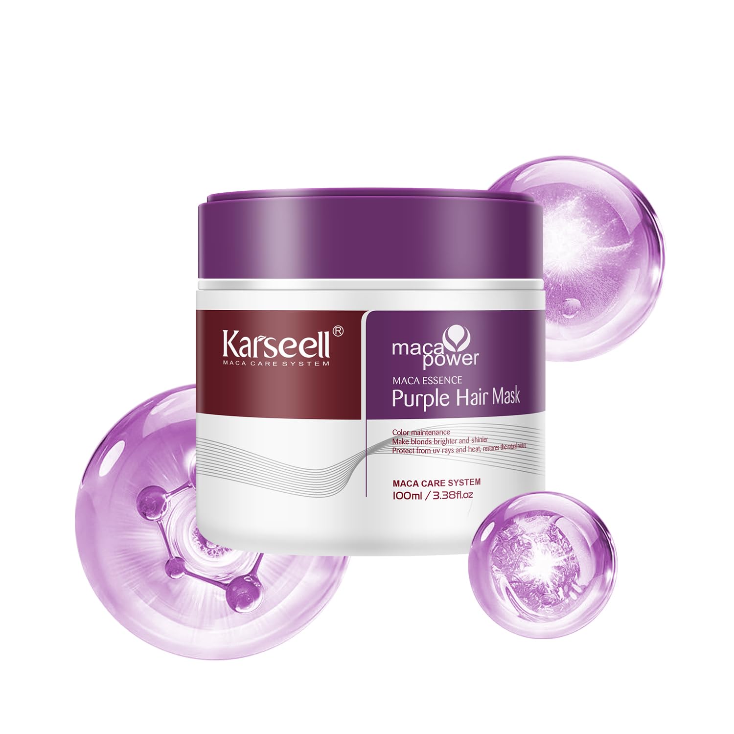 Photo 1 of Karseell 3.38floz 100ml Purple Hair Mask Professional Neutralizes Brass & Yellow Tones For Blonde Silver Gray Highlighted Hair