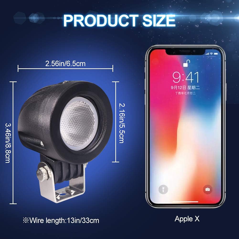 Ourbest Motorcycle Driving Lights,10W 2inch LED Dirt Bike Fog Lights for Harley Yamaha Motorbike Accent Off Road Lighting: Automotive