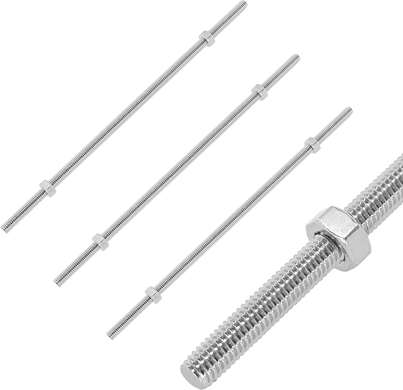 DDHOMIN 4 PCS M6 x 200mm Full Threaded Rods & 8 Hex Nuts, Stainless Steel