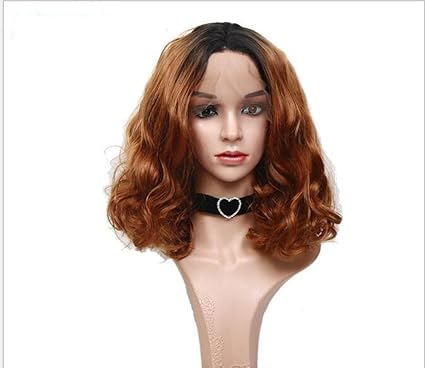 Curly Weave Womens Wig Wavy Golden Brown Shoulder Length Wig Layer