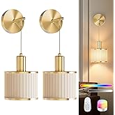 SAIMAND Battery Operated Wall Sconce Set of 2, Wireless Rechargeable Wall Lights with Remote Control, 9 Colors Dimmable LED L