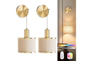 SAIMAND Battery Operated Wall Sconce Set of 2, Wireless Rechargeable Wall Lights with Remote Control, 9 Colors Dimmable LED L