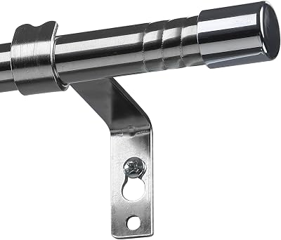 Inflation Curtain Pole 76-238 cm Adjustable Silver Rod with Brackets