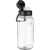 Fanhaw 32oz Clear Plastic Water Bottle with Fast-Flow Lid, Clear&amp;Black | BPA-Free Tritan Wide-Mouth Water Bottles &ndash; Leakproof &amp; Reusable for Gym, School &amp; Office, Easy to Clean