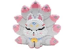 JQARCH Nine Tailed Fox Animal Miniature Building Block Set, DIY mini 3D Building Block Set, Gift for Adults,Compatible with Lego (White Nine Tailed Fox)