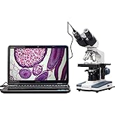 AmScope B120C-E1 40X-2500X LED Biological Binocular Compound Microscope with 3D Double Layer Mechanical Stage + 1.0 MP USB Di
