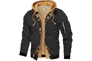 Mens Winter Jackets Fake Two-Piece Zip Up Hoodies & Jackets Casual Bomber Jacket Men Fashion Cargo Coat with Pockets