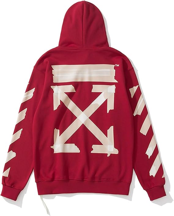 Amazon Co Jp トレンディなブランドwイエローテープカットヘッドプリントメンズとレディース同じカップルカジュアルルーズワイルドフード付きセーター 酒红色 Xl 服 ファッション小物