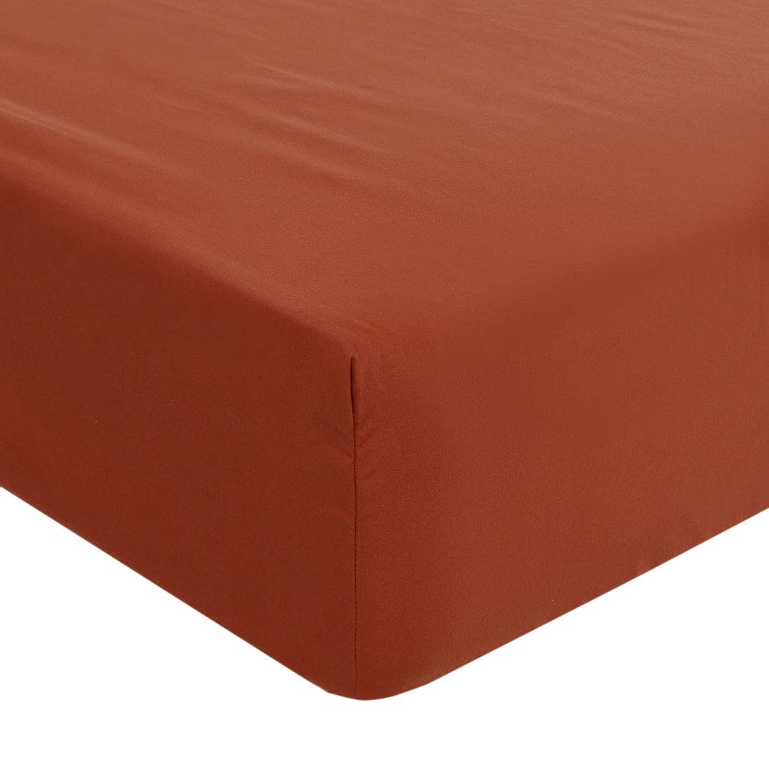 PiccoCasa Solid Fitted Sheet, Bed Mattress Protector, Wrinkle, 110GSM Soft Brushed Polyester Microfiber Bed Sheet with 16" Deep Orangered King