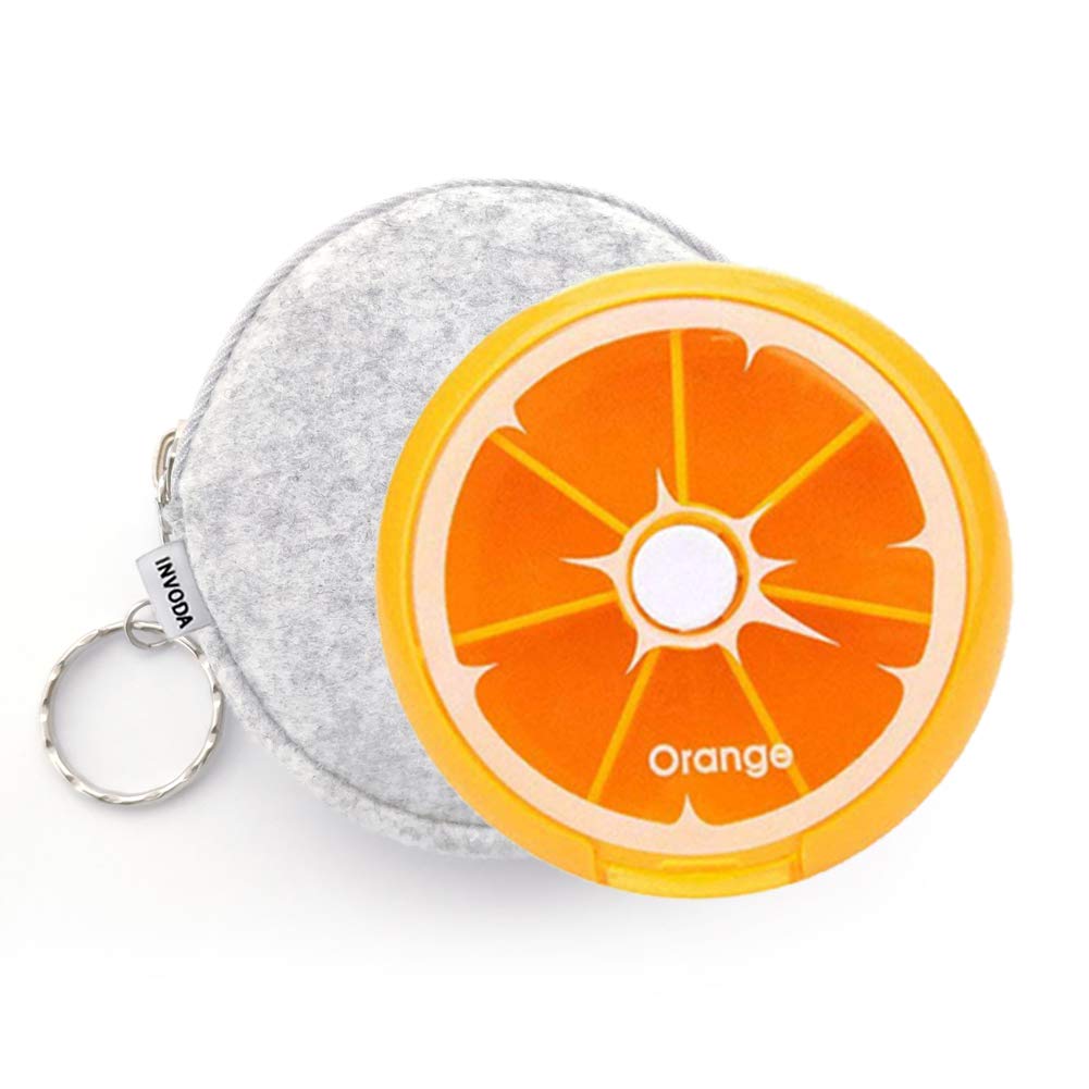 Pills Organizer Weekly Pills Dispenser Travel Pills Box Medicine Storage Container Plastic Pills Cases by INVODA (Orange+Bag)