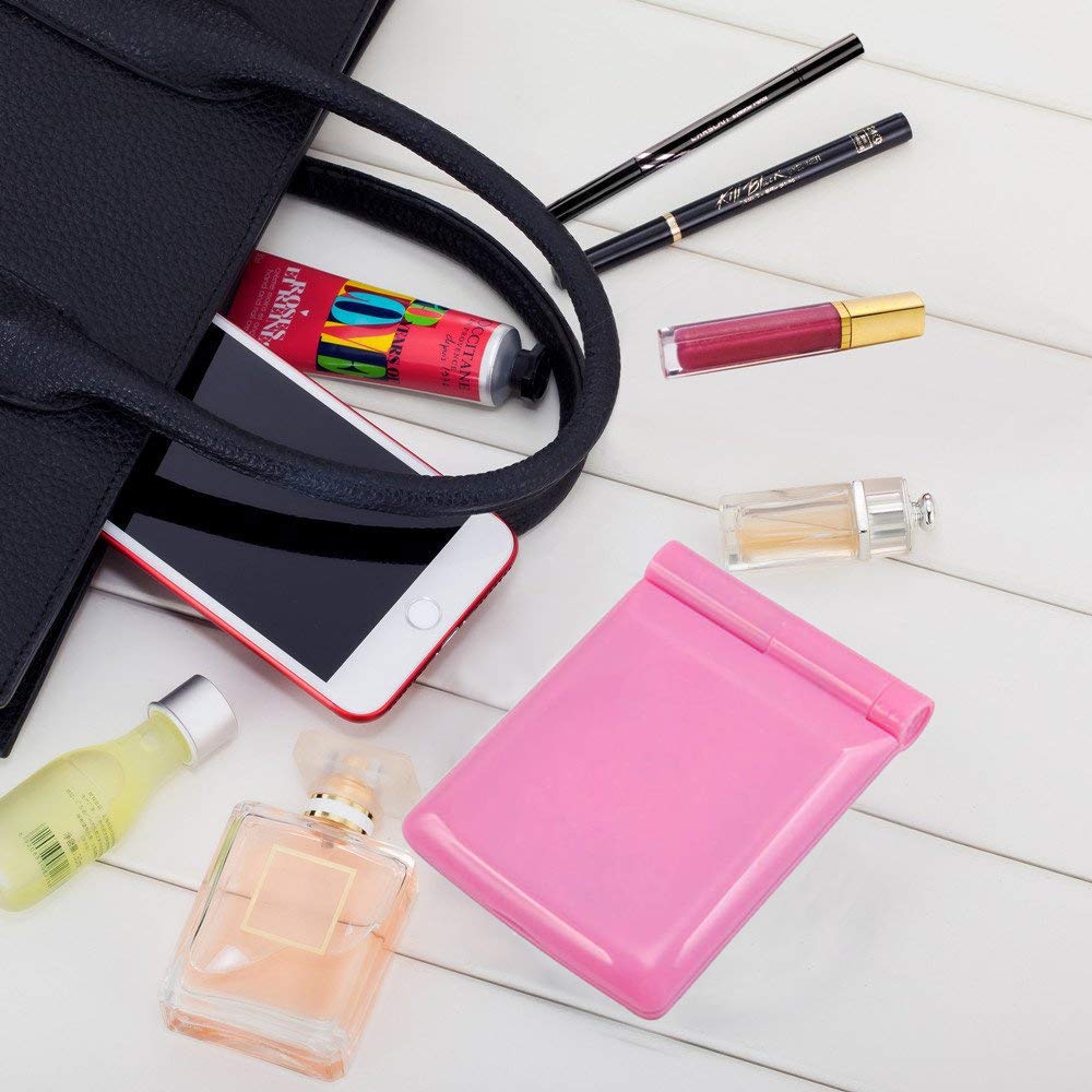 Mini Makeup Mirror- Hansong Pocket Sized Mirror with Light,Portable Folding Cosmetic Mirror, Folding Pocket Compact Mirror for Travel or Outside