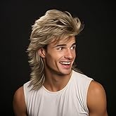 Generic Blonde Mullet Wig|Adult Men's Funny Wigs|Pop Rock Wig|Joe Dirt Wig for 70s & 80s|Cosplay & Party Wig
