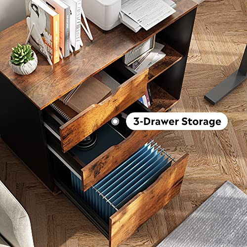 DEVAISE 3Drawer Wood File Mobile Lateral Filing