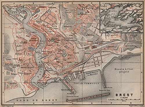 Amazon Com Brest Town City Plan De La Ville Finistere Rade De Brest Carte 1905 Old Map Antique Map Vintage Map Finistere Map S Posters Prints