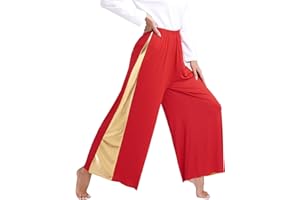 vastwit Praise Dance Palazzo Pants Metallic Patchwork Wide-Leg Trousers Liturgical Dance Pants for Women