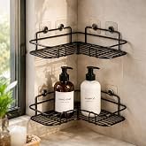 Kit 2 Prateleiras de Canto para Banheiro Sem Furo – Porta Shampoo e Sabonete Organizador para Box Design Moderno em Alumínio