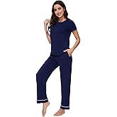 WiWi Pajamas for Women Pajama Sets Super Soft Short Sleeve Loungewear with Pants Cooling Pjs Lounge Set S-XXL
