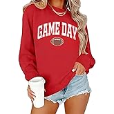Game Day Sweatshirt for Women Cute Football Graphic Pullover Shirt Football Season Long Sleeve Tops