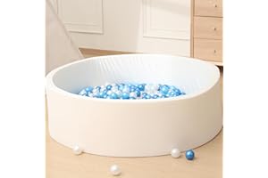 MEOGETY Baby Foam Ball Pit for Toddlers Kids Children, 47.2inch Larger Size Infant Round Soft Small Ball Pool Pits for Girls and Boys Gifts Indoor Playpen, NOT Included Balls, White Color