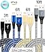 Mscrosmi 4 Pack 3FT 6FT 6FT 10FT Nylon Braided USB Charging cable compatible with iPhone 7/7Plus/6s/6s Plus/6/6Plus/5s/5c/5,iPad/iPod,iOS devices and more.(Black,Blue White,Gray Gold,Rose Gold)