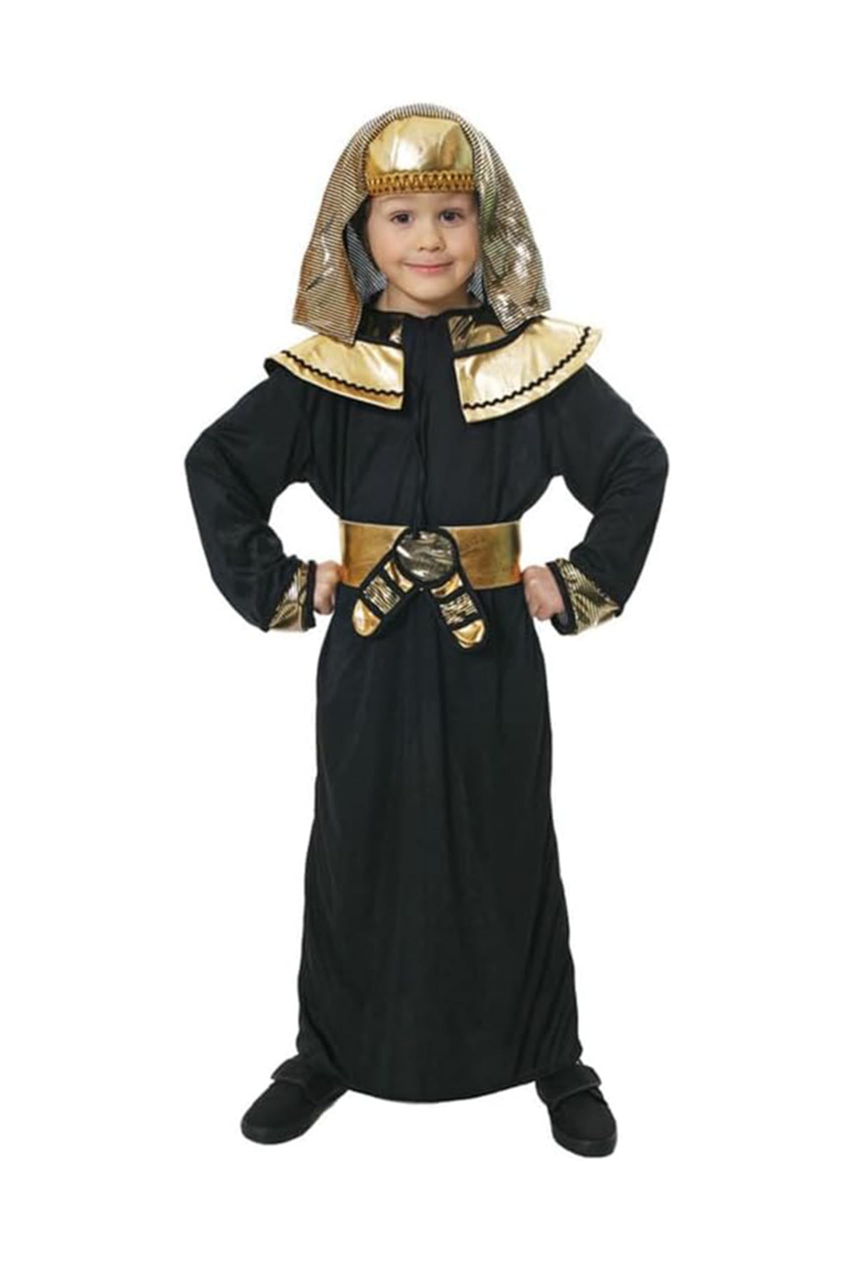 My Illusions Boys Black or White Ancient Egyptian Costume Kids World Book Day Historical Pharaoh Fancy Dress Halloween Outfit (Black, 7-9 Years)