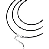FaithHeart Braided Leather 2MM/3MM Necklace Cord for Men with Stainless Steel Snap Clasp, Waterproof Woven Wax Rope Chain for Pendant with Delicate Gift Box