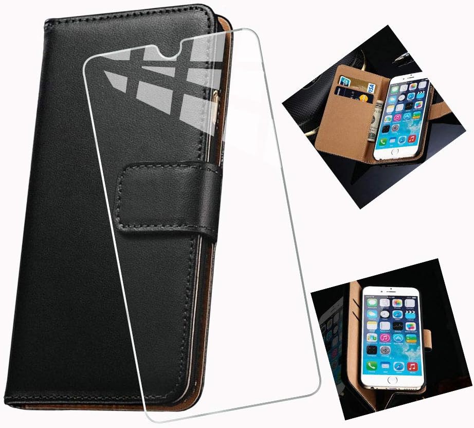 KJYF Wallet Case + Tempered Glass Screen Protector for Nokia 2.3 (6.20"), Flip Shell PU Leather Phone Cover Protective Compatible with for Nokia 2.3 (6.20").